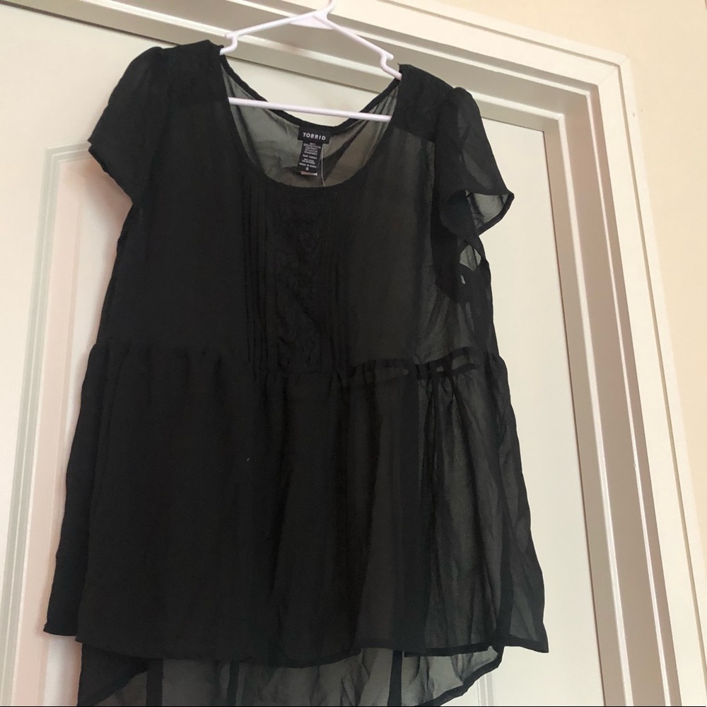 Black sheer pilgrim top